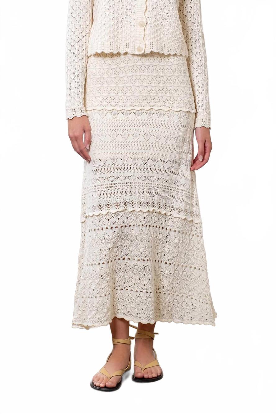 NEW MOON RIVER knitted maxi skirt in ecru
